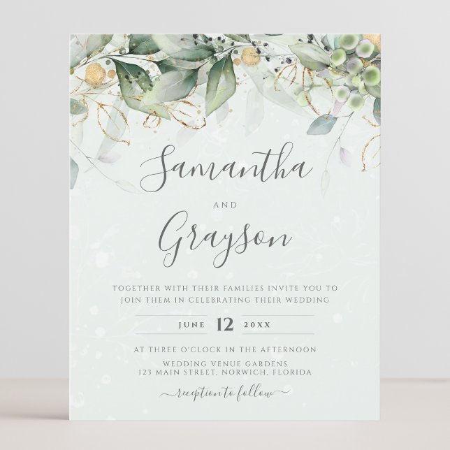 Lámina Invitación a bodas de ecología de eucalipto de pre (Subido por el creador)
