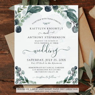 Lámina Invitación a bodas de ecología de eucalipto de pre