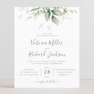 Lámina Invitación a bodas de ecología de eucalipto de pre