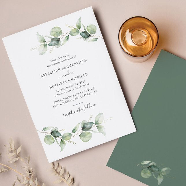 Lámina Invitación a bodas de ecología de eucalipto de pre (Subido por el creador)