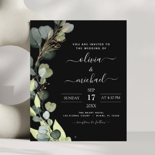 Lámina Invitación a bodas de ecología de eucalipto de pre