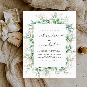 Lámina Invitación a bodas de ecología de eucalipto de pre