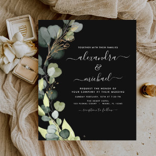 Lámina Invitación a bodas de ecología de eucalipto de pre
