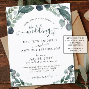 Lámina Invitación a bodas de ecología de eucalipto de pre