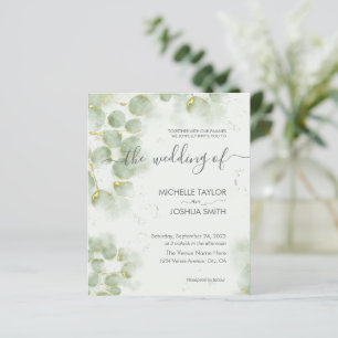 Lámina Invitación a bodas de ecología de eucalipto de pre