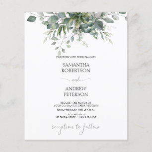 Lámina Invitación a bodas de ecología de eucalipto de pre
