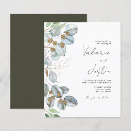 Lámina Invitación a bodas de eucalipto de verde