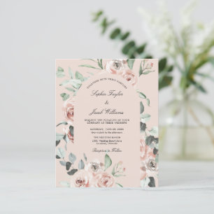 Lámina Invitación a bodas de eucalipto floral rosado de p