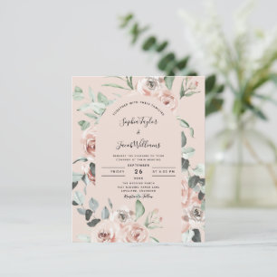 Lámina Invitación a bodas de eucalipto floral rosado de p