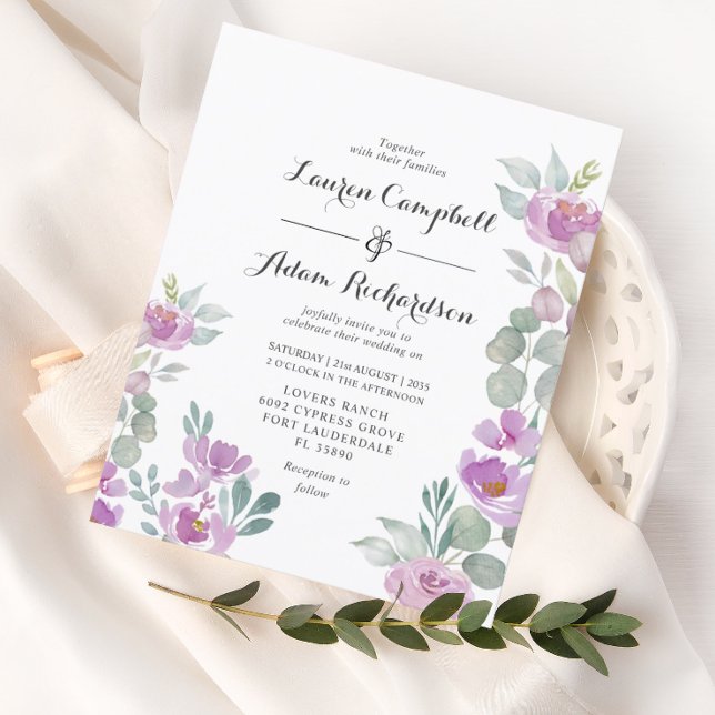 Lámina Invitación a bodas de eucalipto rosado Rubor con p (Subido por el creador)