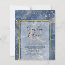 Invitación a bodas de la Marina Azul de Oro Tinta