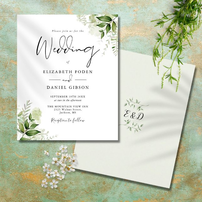 Lámina Invitación a bodas de monograma de verde presupues (Subido por el creador)