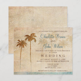 Lámina Invitación a bodas de palmeras rusticas presupuest