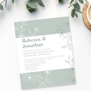 Lámina Invitación a bodas de papel de presupuesto floral 