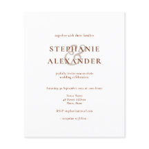 Invitación a bodas de texto simple de terracota de