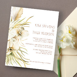 Lámina Invitación a bodas florida blanca y moderna