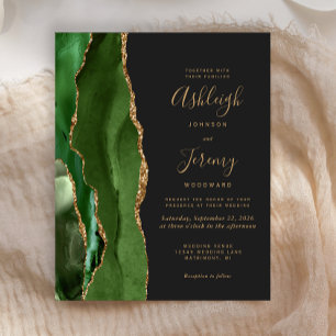 Lámina Invitación a bodas oscuras de oro verde de caza de