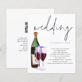 Lámina Invitación a bodas para botellas de vino moderno d