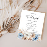 Lámina Invitación a Boho Blue Floral Budget Wedding<br><div class="desc">Invitación a Boho Blue Floral Budget Wedding</div>