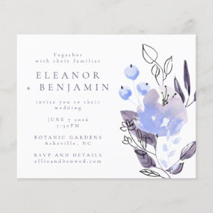 Lámina Invitación a Boho Morple Blue Floral Wedding