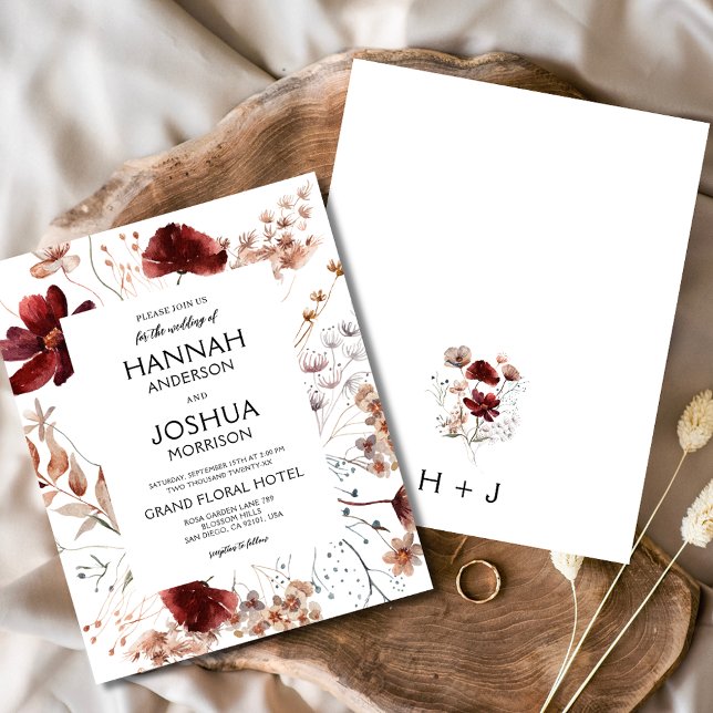 Lámina Invitación a Boho Wildflower Monograma a la boda (Subido por el creador)