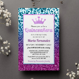 Lámina Invitación a Bokeh de la Princesa Azul Morada Quin