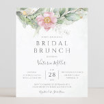 Lámina Invitación a Brunch Bridal Bridal de Eucalyptus Gr<br><div class="desc">Hermosa invitación al brunch de novias con eucaliptos de color rosa floral y hojas de oro.</div>