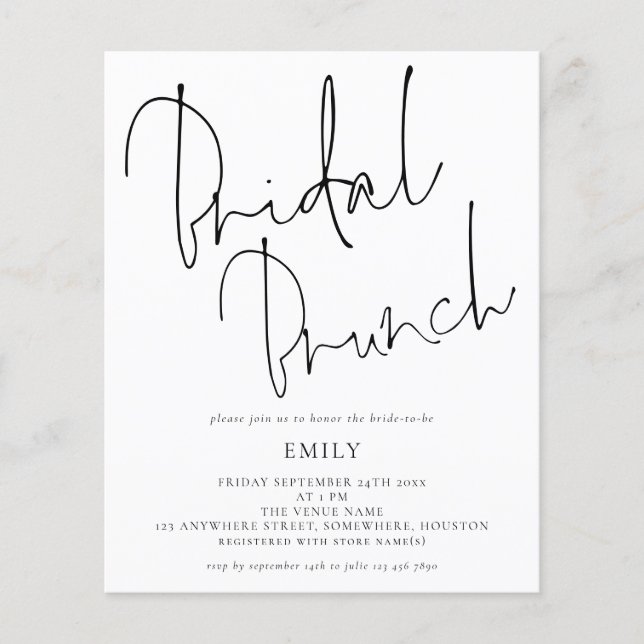 Lámina Invitación a brunch de baño con ducha de novia con (Anverso)