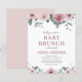 Lámina Invitación a brunch de bebé floral Rosa con polvo 