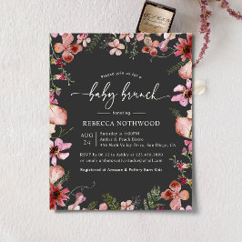 Lámina Invitación a brunch de bebé floral rosado con carb