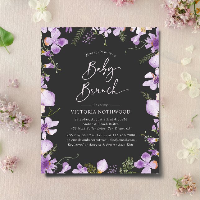 Lámina Invitación a Brunch de Bebé para Flores de Lavanda (Subido por el creador)