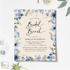 Lámina Invitación a brunch de novia floral beige azul pre