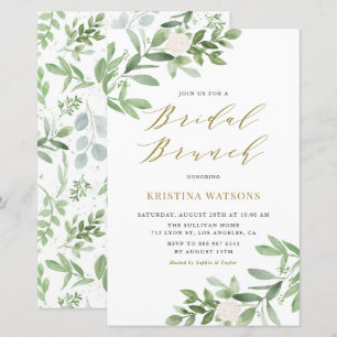 Lámina Invitación a brunch de novias con flores blancas y