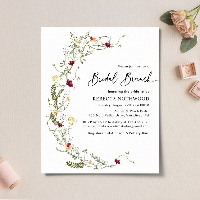 Lámina Invitación a brunch de novias con flores silvestre (Subido por el creador)