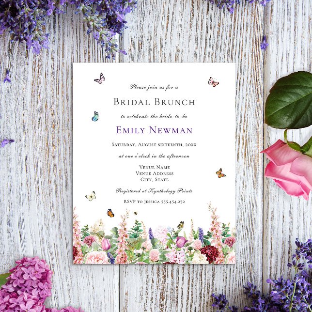 Lámina Invitación a brunch de novias con mariposa floral  (Subido por el creador)
