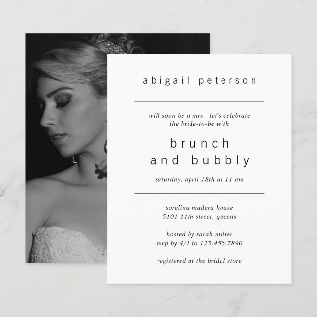 Lámina Invitación a brunch de novias con presupuesto de f (Anverso / Reverso)
