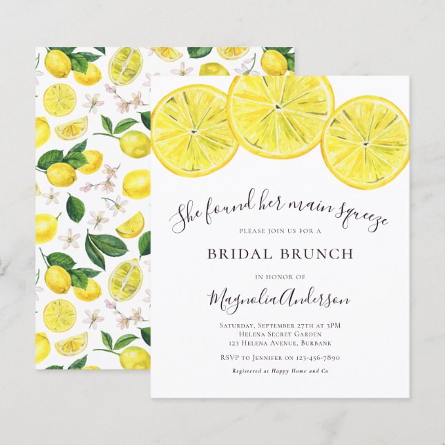 Lámina Invitación a Brunch de novias de Budget Lemons (Anverso / Reverso)