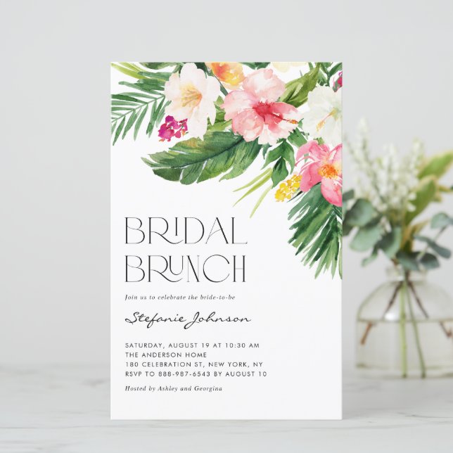 Lámina Invitación a brunch de novias de verano con flores (Anverso de pie)