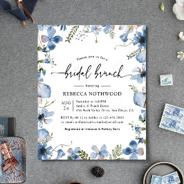 Lámina Invitación a brunch de novias Dusty Blue Florals