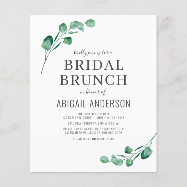 Lámina Invitación a brunch de novias para el follaje de e (Anverso)