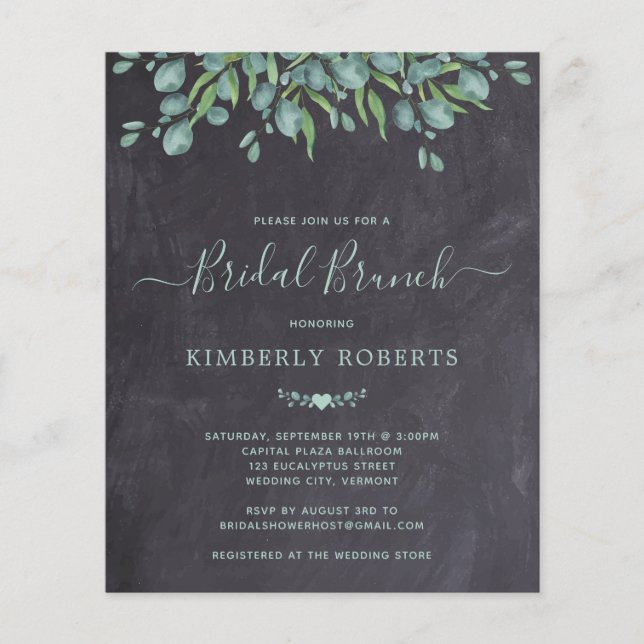 Lámina Invitación a brunch de novias para la vegetación r (Anverso)