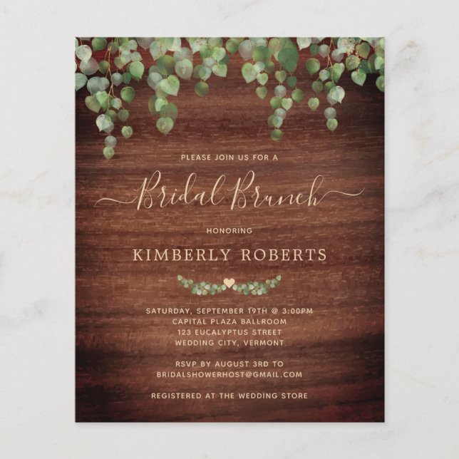 Lámina Invitación a brunch de novias para la vegetación r (Anverso)
