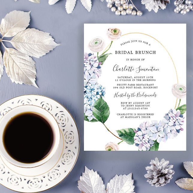 Lámina Invitación a brunch de novias Rosa de Hidrangea Bu (Subido por el creador)