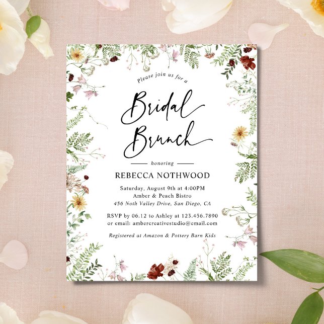 Lámina Invitación a Brunch de novias simple con flores si (Subido por el creador)