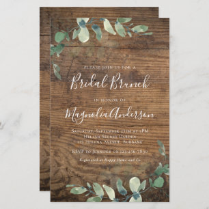 Lámina Invitación a brunch nupcial de eucalipto Rústico p