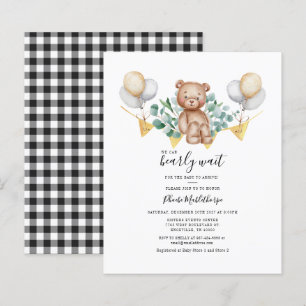 Lámina Invitación a Budget Gingham Baby Shower Eucalyptus