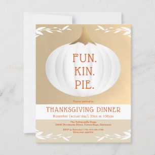 Lámina Invitación a calabaza blanca de la cena de Acción