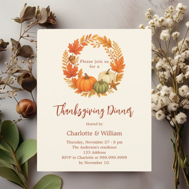 Lámina Invitación a calabaza naranja de la cena de Acción (Subido por el creador)
