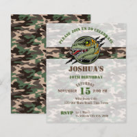 Invitación a camuflaje de raptor de cumpleaños de 