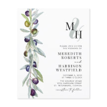 Invitación a casamiento de ramas de oliva de presu